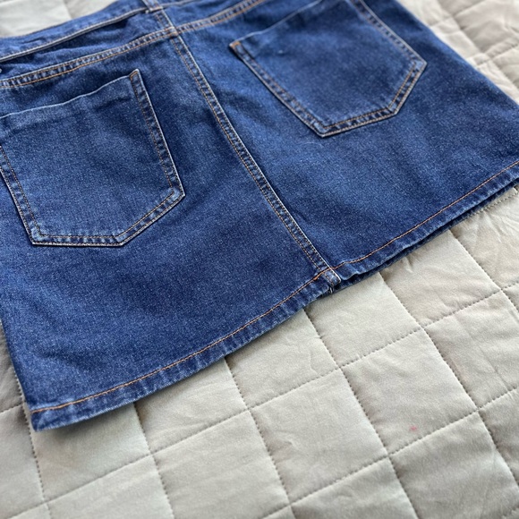 Forever 21 Denim Jean Belted Mini Skirt Tie Belt Size Large - Picture 12 of 12